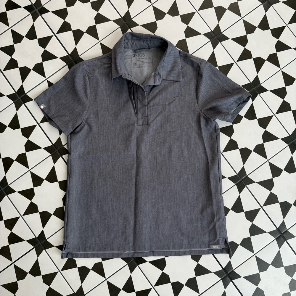 Figs Gray Polo Shirt Casual Short Sleeve